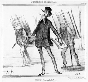 „Marsz triumfalny”, rysunek z serii „Exposition Universelle”, opublikowany w „Le Charivari”, 14 kwietnia 1855 (zob. także 741260) autorstwa Honoré Daumier